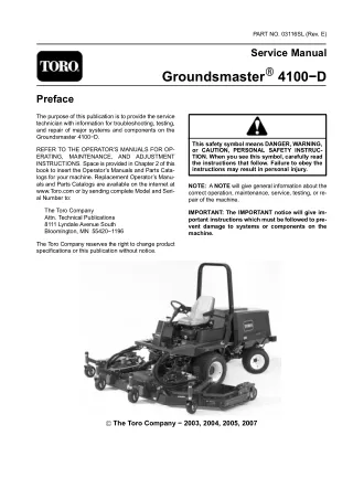 Toro Groundsmaster 4100-D Service Repair Manual