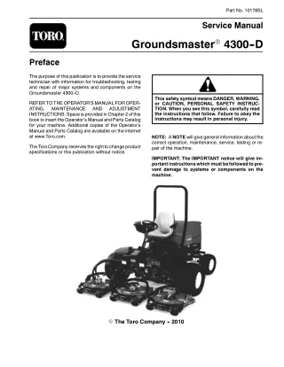 Toro Groundsmaster 4300-D Service Repair Manual