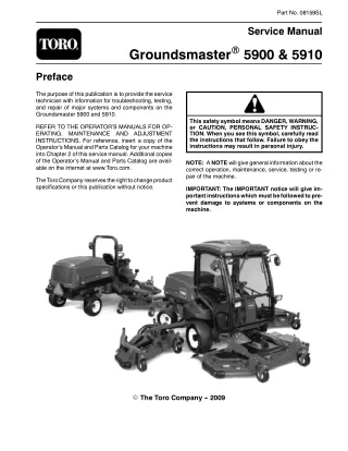 Toro Groundsmaster 5910 Service Repair Manual