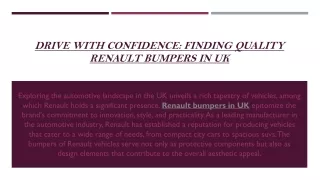 Drive with Confidence Finding Quality Renault Bumpers in UK