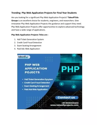 Innovative Php Web Application Projects for Final Year Students