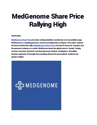 Get the Best MedGenome Share Price only at Planify