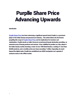 Purplle Share Price Advancing Upwards