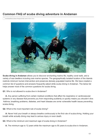 Important FAQ for scuba diving in Andaman