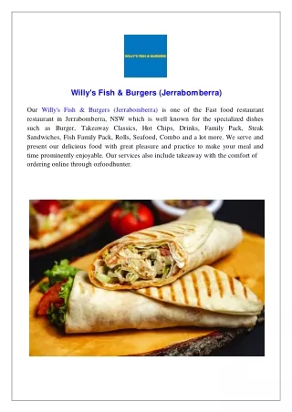 Extra $5 off- Willy's Fish & Burgers Jerrabomberra- Order now!!