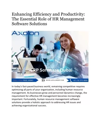 Enhancing Efficiency and Productivity The Essential Role of HR Management Software Solutions