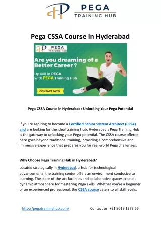 Pega CSSA Course in Hyderabad