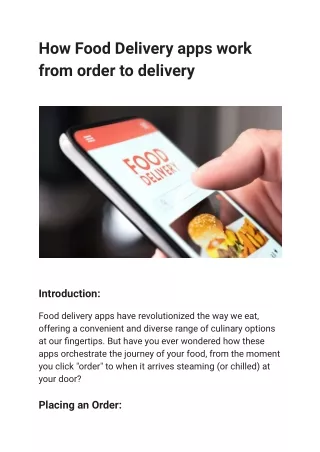 How Food Delivery apps work from order to delivery