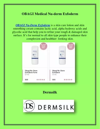 OBAGI Medical Nu-derm Exfoderm,  dermsilk