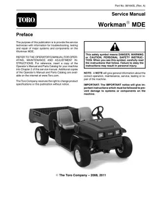 Toro Workman MDE Service Repair Manual