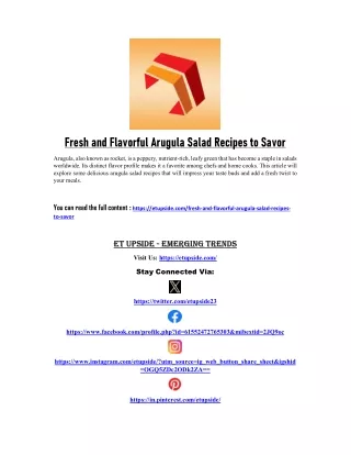 Fresh and Flavorful Arugula Salad Recipes to Savor