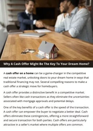 Why A Cash Offer Might Be The Key To Your Dream Home?