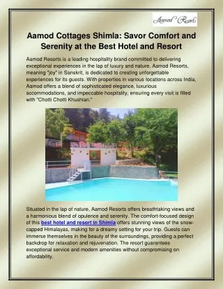 Best hotel and resort in Shimla
