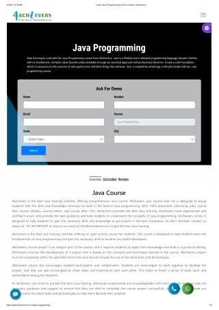 Start your Java programming course with 4achievers