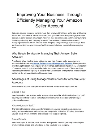 Improving Your Business Through Efficiently Managing Your Amazon Seller Account - Google Docs