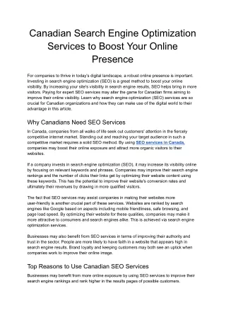 Canadian Search Engine Optimization Services to Boost Your Online Presence - Google Docs