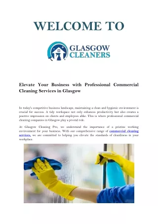 Expert Commercial Cleaning Services in Glasgow