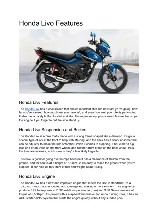 Honda Livo Features