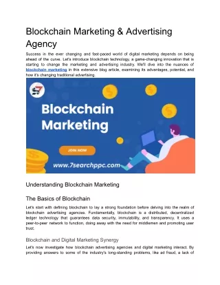 Blockchain Marketing & Advertising Agency