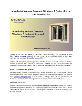 Ventona Casement Windows