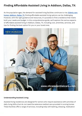 Affordable Assisted Living