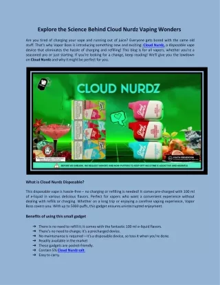 Explore the Science Behind Cloud Nurdz Vaping Wonders