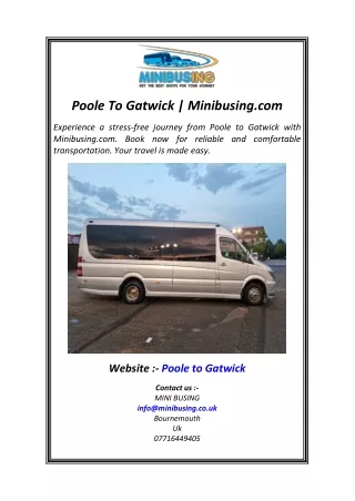 Poole To Gatwick  Minibusing.com