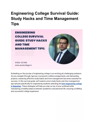 Engineering College Survival Guide: Study Hacks and Time Management Tips: