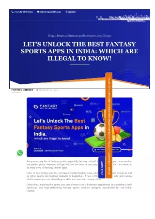 Let’s unlock the best fantasy sports apps in India which are illegal to know!