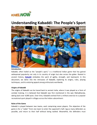 Understanding Kabaddi: The People's Sport