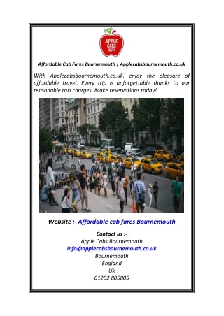 Affordable Cab Fares Bournemouth  Applecabsbournemouth.co.uk