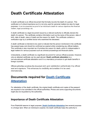 Death Certificate Attestation