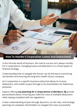 How To Handle S Corporation Losses And Deductions?