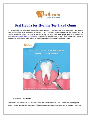 Best Habits for Healthy Teeth and Gums