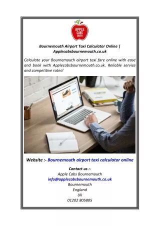 Bournemouth Airport Taxi Calculator Online  Applecabsbournemouth.co.uk