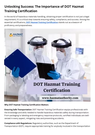 Unlocking Success The Importance of DOT Hazmat Training Certification (1)