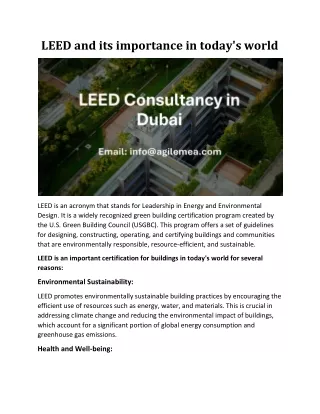 LEED and its importance in today's world