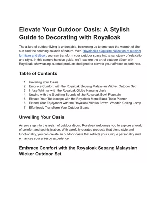 Elevate Your Outdoor Oasis_ A Stylish Guide to Decorating with Royaloak