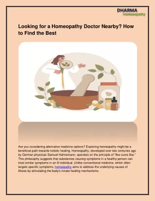 Looking for a Homeopathy Doctor Nearby? How to Find the Best