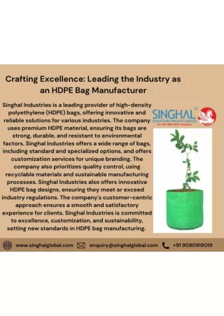 Crafting Excellence: Leading the Industry as an HDPE Bag Manufacturer