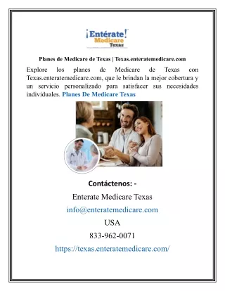 Planes de Medicare de Texas | Texas.enteratemedicare.com