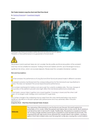 Pair Trade Analysis Long Euro Buxl and Short Euro Bund