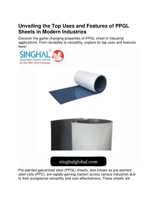 Unveiling the Top Uses and Features of PPGL Sheets in Modern Industries