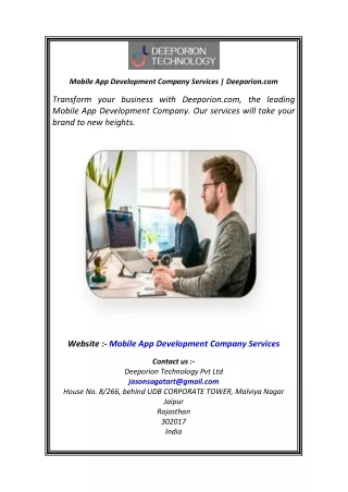 Mobile App Development Company Services  Deeporion.com