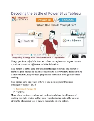 Decoding the Battle of Power BI vs Tableau