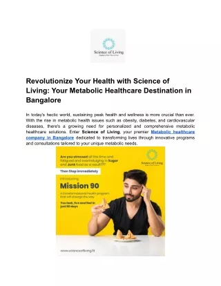 Revolutionize Your Health with Science of Living_ Your Metabolic Healthcare Destination in Bangalore