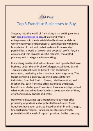 Top 3 Franchise Businesses to Buy - Pharma Franchise Business