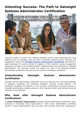 Unlocking Success: The Path to Gainsight Systems Administrator Certification