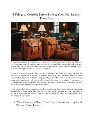 4 Things to Consider Before Buying Your Next Leather Travel Bag