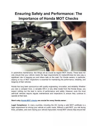 Ensuring Safety and Performance_ The Importance of Honda MOT Checks